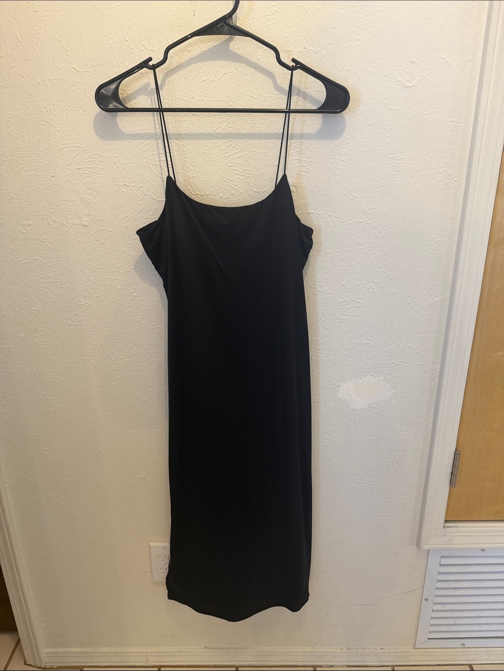Forever 21 Black Midi Slip Dress with Spaghetti Straps